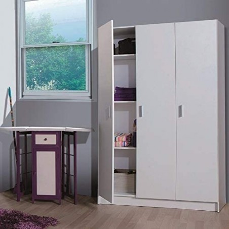 240824 Armoire multifonction avec 3 portes et 4 étagères en MDF 109x37x180cm