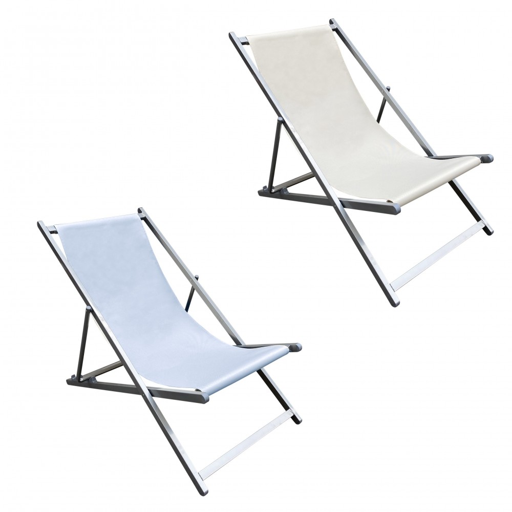 Chaise longue plage MATERA 3 Positions Pliable Structure en Fer et Tissu Oxford