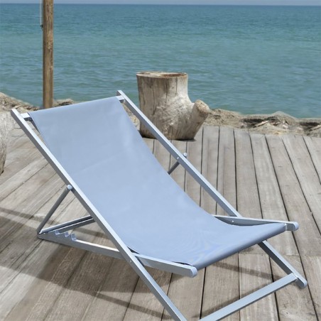 Chaise longue plage MATERA 3 Positions Pliable Structure en Fer et Tissu Oxford