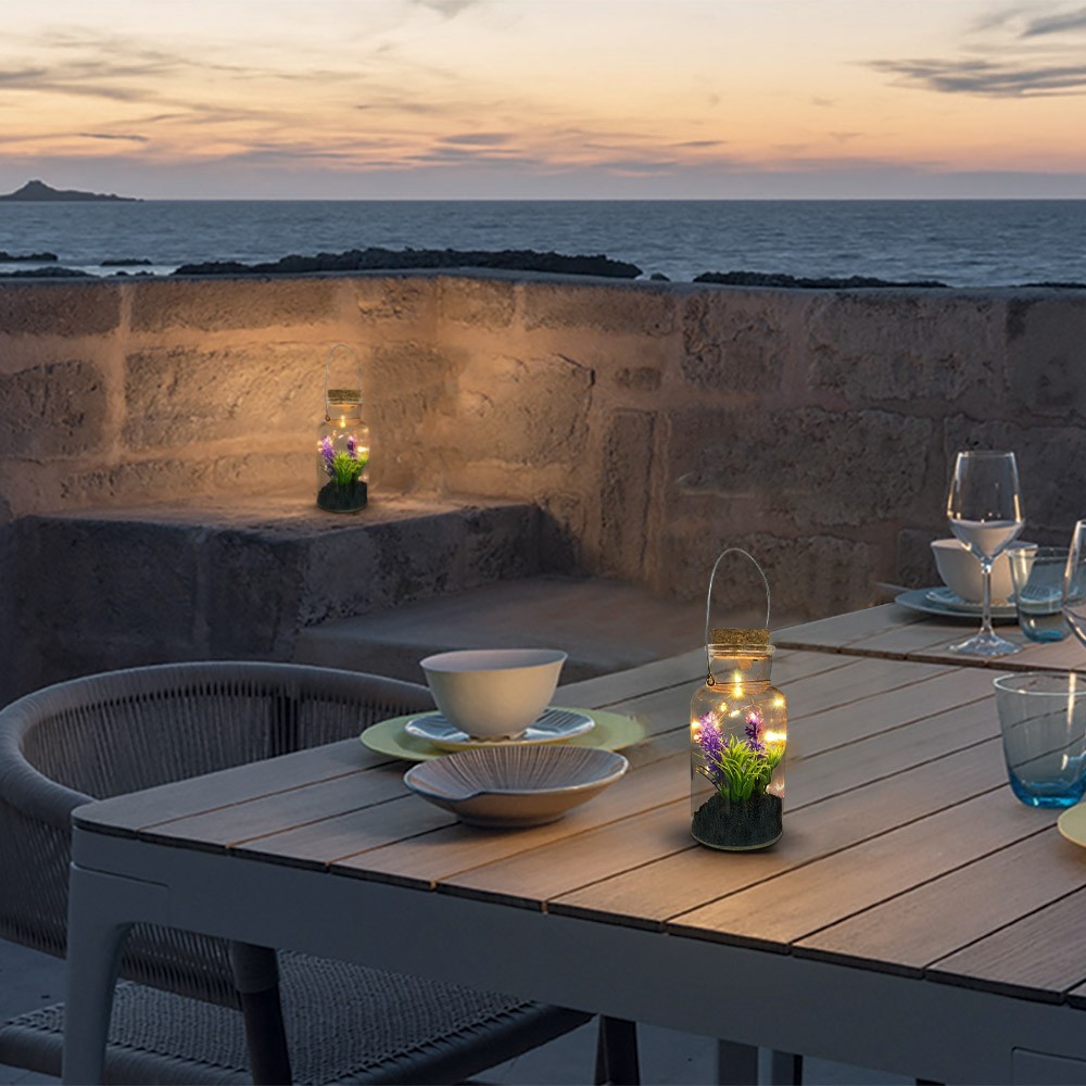 Boîte en verre avec plante décorative 452415 et...