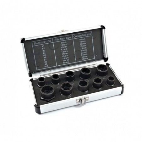 Ensemble de 10 douilles - extracteurs de vis et écrous endommagés