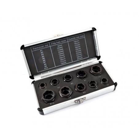 Ensemble de 10 douilles - extracteurs de vis et écrous endommagés