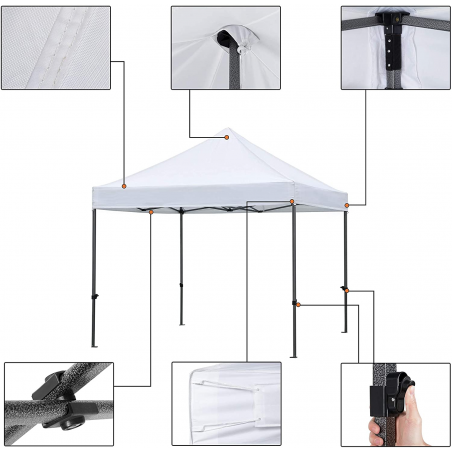 Gazebo A Accordéon Refermable Polyvalent 3x3 Mt EasyFlex De Jardin BLANC