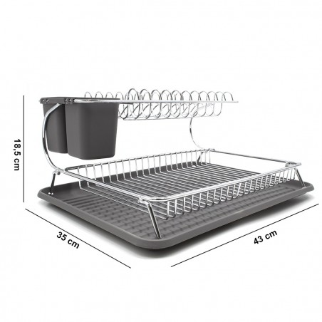 Égouttoir à double plancher en acier 385741 Plateau et compartiment Couverts