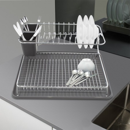 Égouttoir à double plancher en acier 385741 Plateau et compartiment Couverts