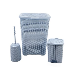 Ensemble 3pcs Accessoires De Bain Rattan 304643 Panier...