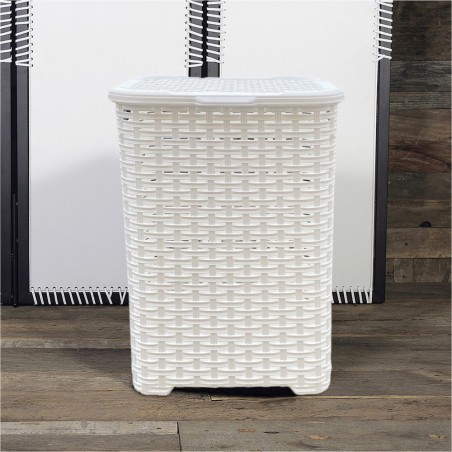 Ensemble 3pcs Accessoires De Bain Rattan 304636 Panier Linge Poubelle Poubelle