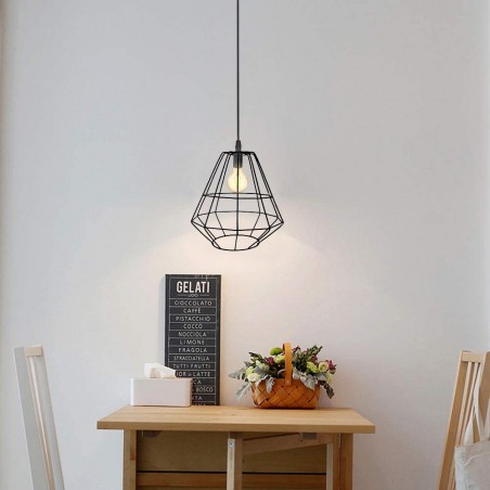 Lustre suspendu industriel rétro 019844 Lampe Métal Noir Forja