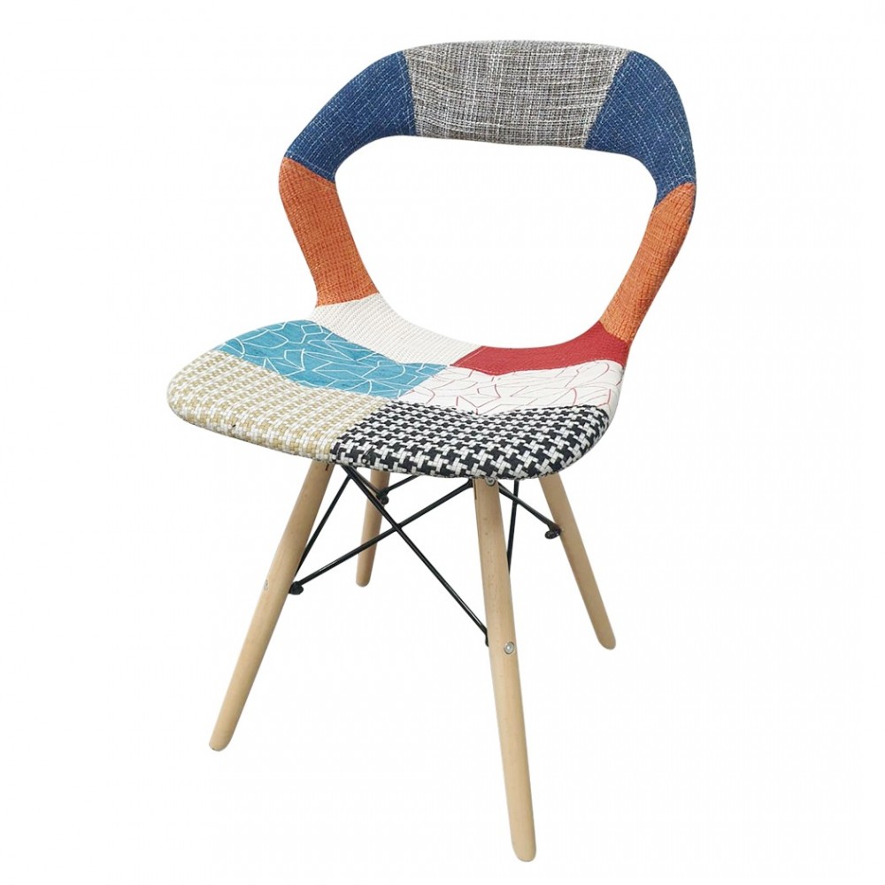 Chaise PARIGI en Patchwork Jambes en Bois Hêtre...