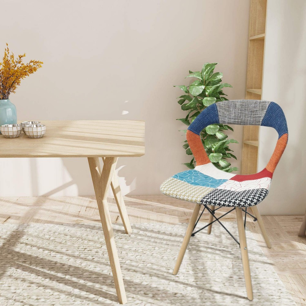 Chaise PARIGI en Patchwork Jambes en Bois Hêtre...