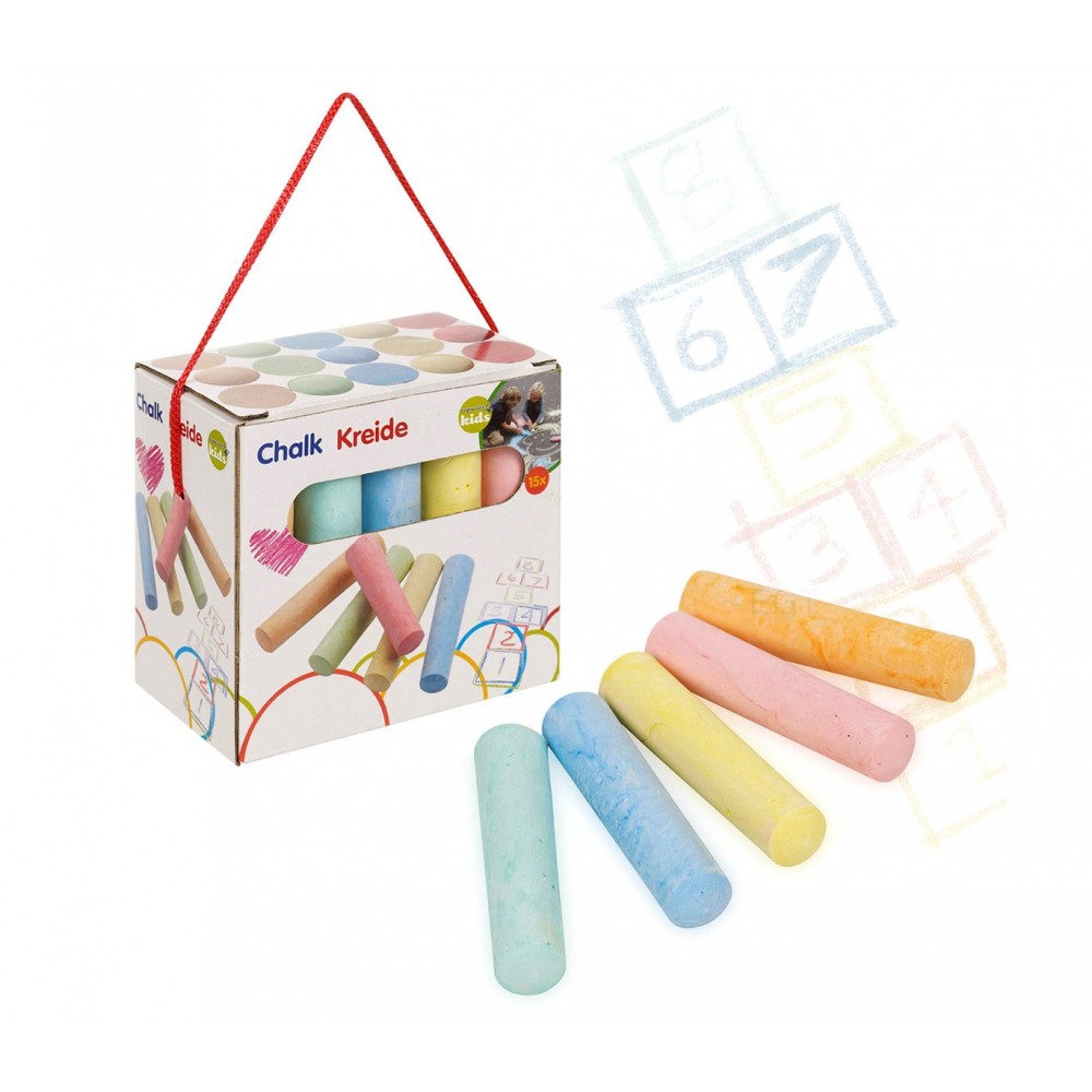 Paquet de 15 MAXI craies colorés 10 cm pour dessins sur route tableau blanc