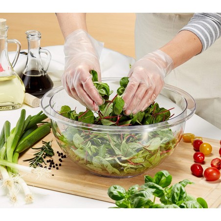 100 pcs Gants à usage unique Dealo transparents taille M art. 096276 sans latex