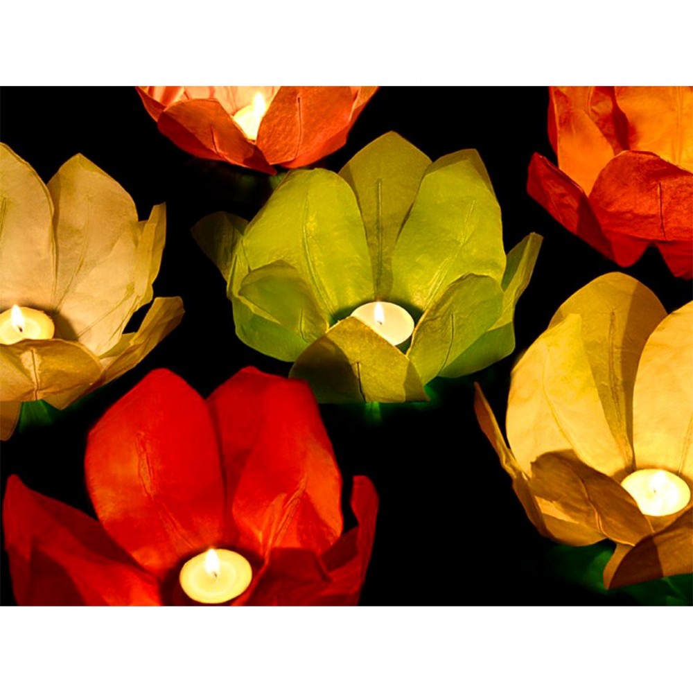 Lanterne fleur de lotus flottante 30 x 30 cm...
