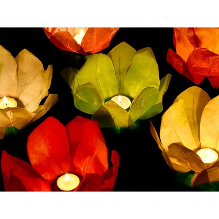 Lanterne fleur de lotus flottante 30 x 30 cm 05237 couleurs assorties