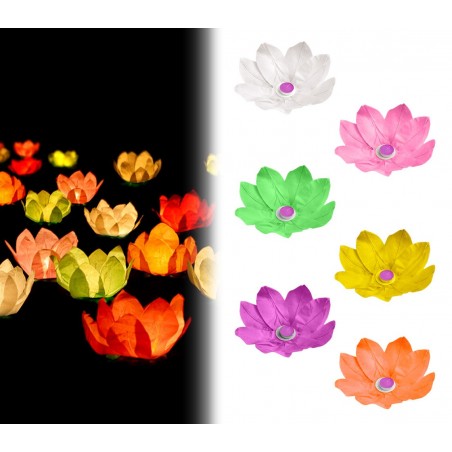 Lanterne fleur de lotus flottante 30 x 30 cm 05237 couleurs assorties