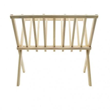 Organisateur porte-magazines au sol en bois clair refermable 22x38xH33 cm