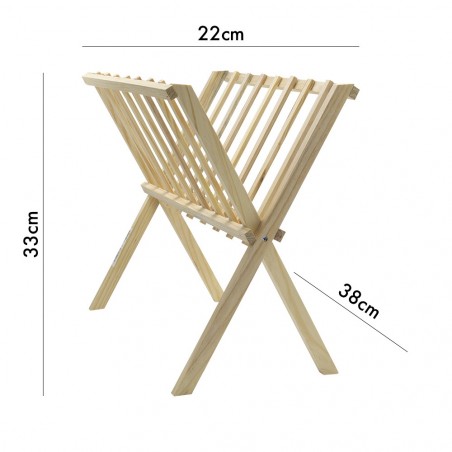 Organisateur porte-magazines au sol en bois clair refermable 22x38xH33 cm