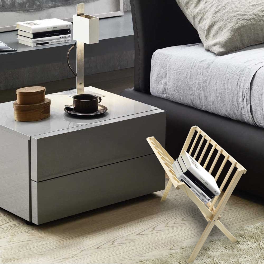 Organisateur porte-magazines au sol en bois...