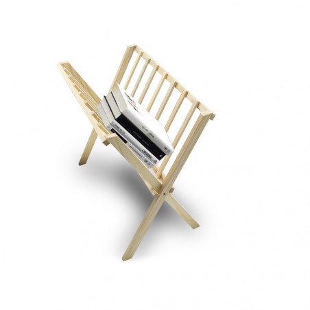 Organisateur porte-magazines au sol en bois clair refermable 22x38xH33 cm