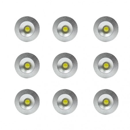Ensemble de 9 mini projecteurs LED 1W longue durée avec protection IP65