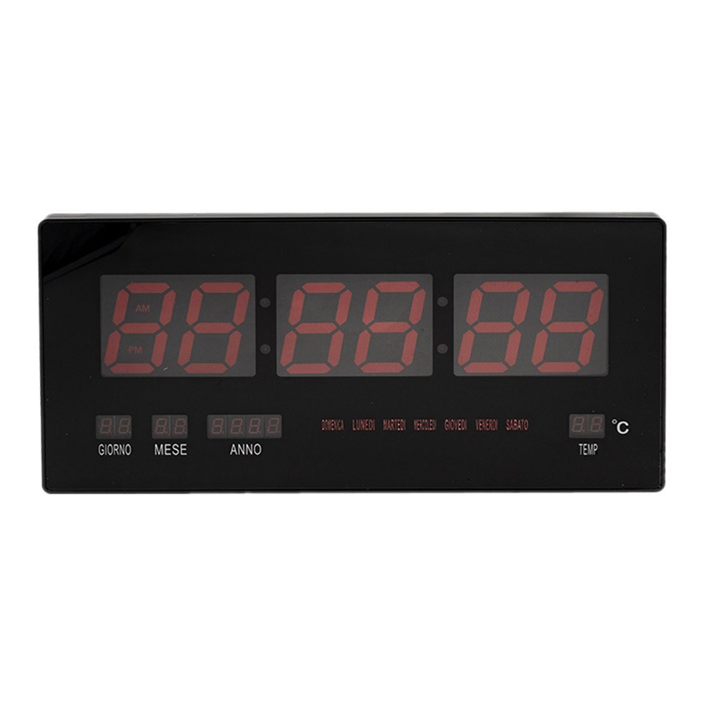 Horloge murale numérique LED 146228 calendrier température 46x21x2 cm