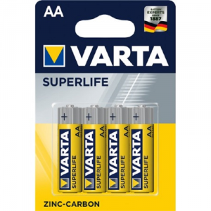 Paquet de 4 piles mini stylet AA Varta zinc charbon 1.5V Superlife