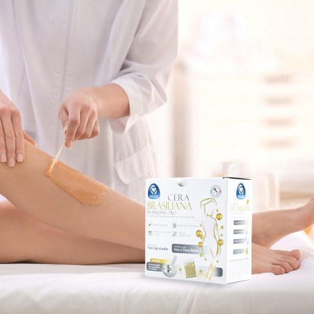 Kit complet de cire brésilienne en perles d’or avec pot en métal