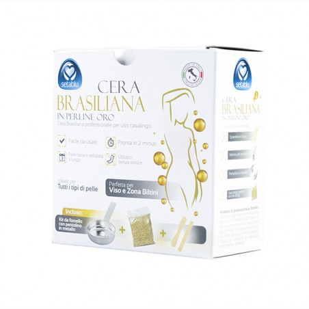 Kit complet de cire brésilienne en perles d’or avec pot en métal