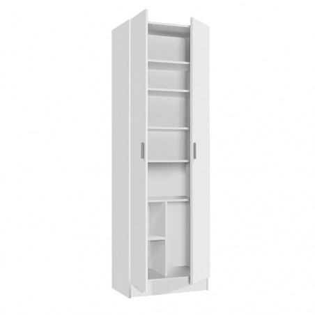 Armoire polyvalente À Colonne avec 2 Portes et 7 Étagères Blanc 59x37x180cm