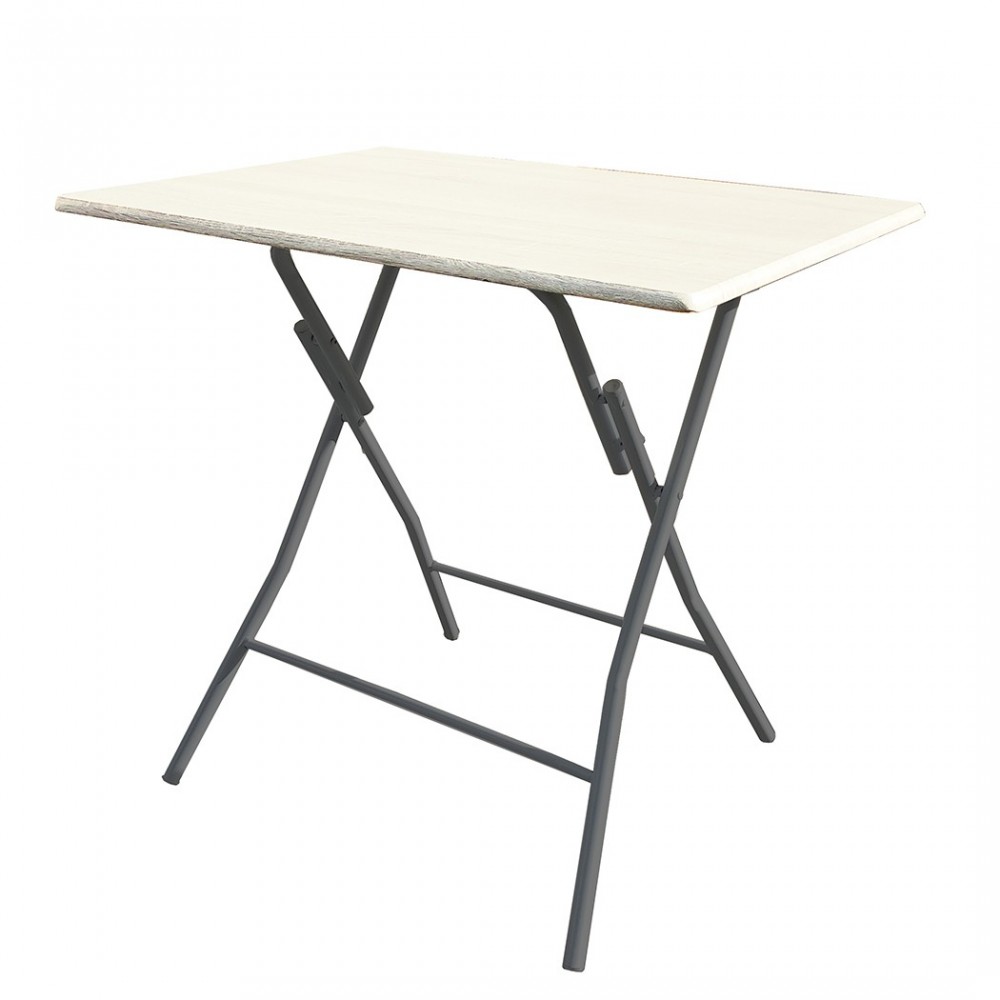 Table pliante En acier peint Bingo 80 et dessus en bois 80x60xH72 cm