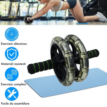 Roller Wheel outil d’entraînement abdominal et de remise en forme avec tapis