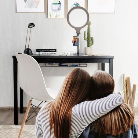 Lampe de table pour selfie 26 cm avec support minuterie et 3 modes d'éclairage