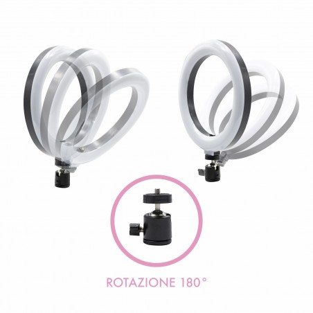Anneau à selfie LED de 20 cm avec 2 supports pour smartphone 3 modes d'éclairage