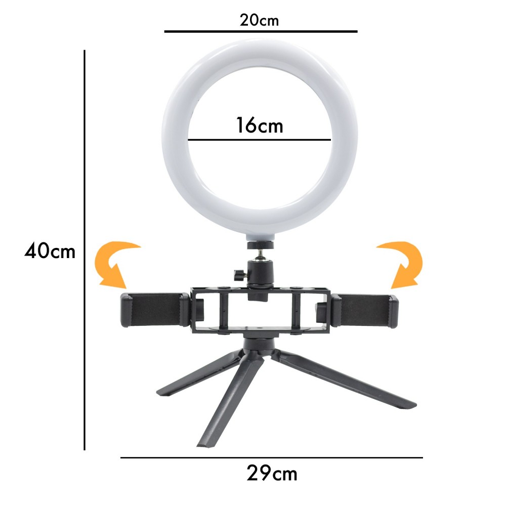 Anneau à selfie LED de 20 cm avec 2 supports...