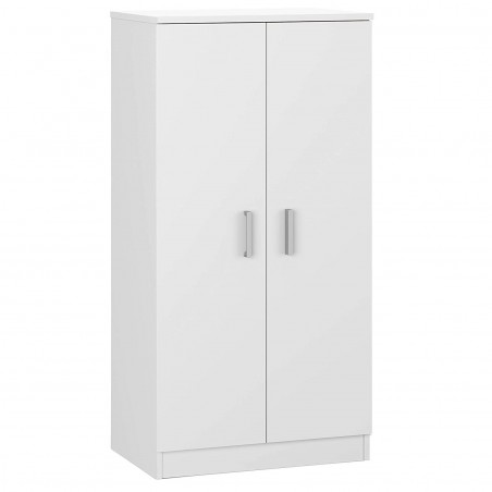 Étagère à Chaussures mobile Armoire 2 Portes 7 Étagères en bois blanc 108x55x36