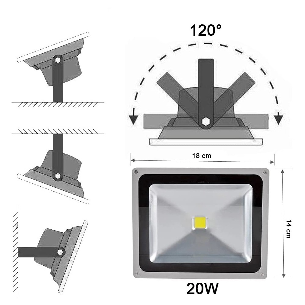 Phare led extérieur 20W pour le sol avec...