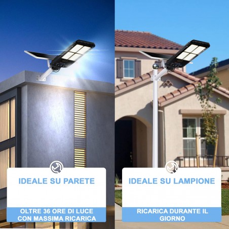 Lampadaire à panneau solaire 294001 capteur de mouvement 400W protection IP67