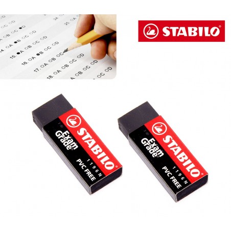B-12833 Set 2 gommes Stabilo modèle Exam Grade efface sans résidu couleur noir