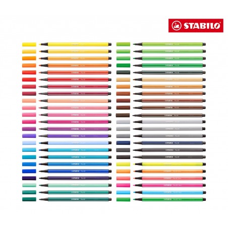 6850-6 Boîte métal de 50 feutres Stabilo Pen 68 trait 1 mm couleurs assorties