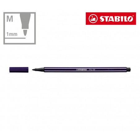 6850-6 Boîte métal de 50 feutres Stabilo Pen 68 trait 1 mm couleurs assorties