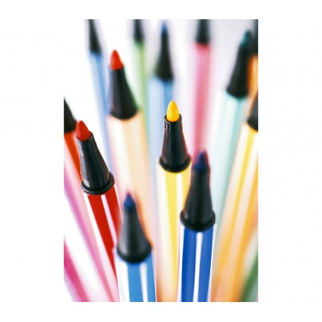 6850-6 Boîte métal de 50 feutres Stabilo Pen 68 trait 1 mm couleurs assorties