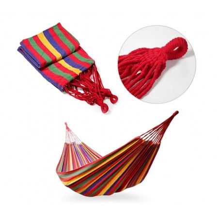 Hamac coton couleur extérieure 276 846 200 L. x P. 80 cm avec sac