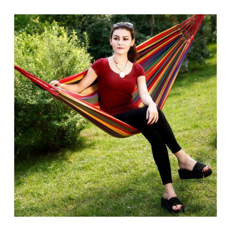 Hamac coton couleur extérieure 276 846 200 L. x P. 80 cm avec sac