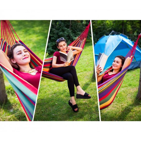 Hamac coton couleur extérieure 276 846 200 L. x P. 80 cm avec sac