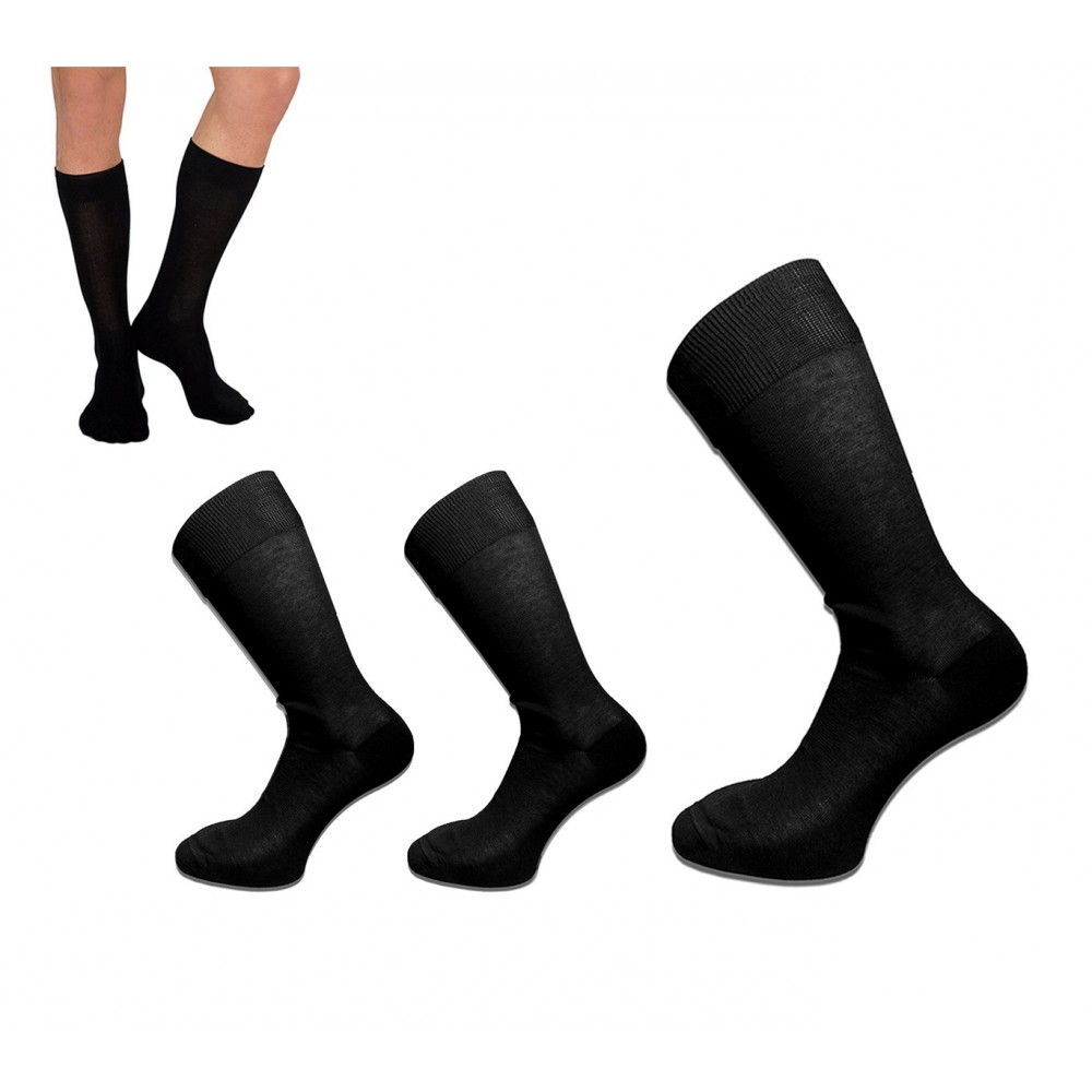 Pack de 6 ou 12 paires de chaussettes en fil d'Ecosse Noire pour hommes