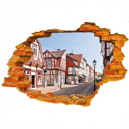 Autocollant effet 3D décoratif "Street Country" sticker mural 60x90 cm