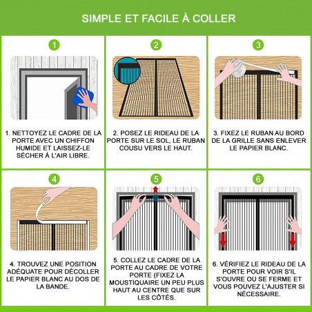 Tente moustiquaire avec fermeture magnétique composée de résine 120 x 240 cm