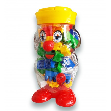 56 pièces de briques de couleur - lego - récipient en forme d'un clown 105246