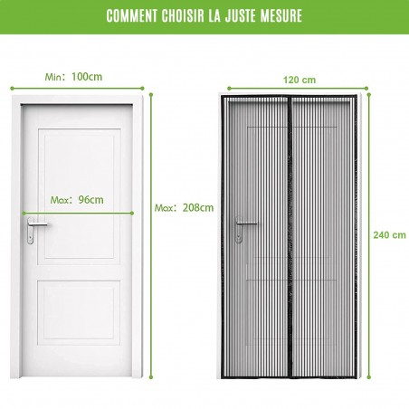 Tente moustiquaire avec fermeture magnétique composée de résine 120 x 240 cm