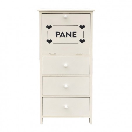 Armoire porte-pain en bois 90x40x29 avec 3 tiroirs et contenant de pain